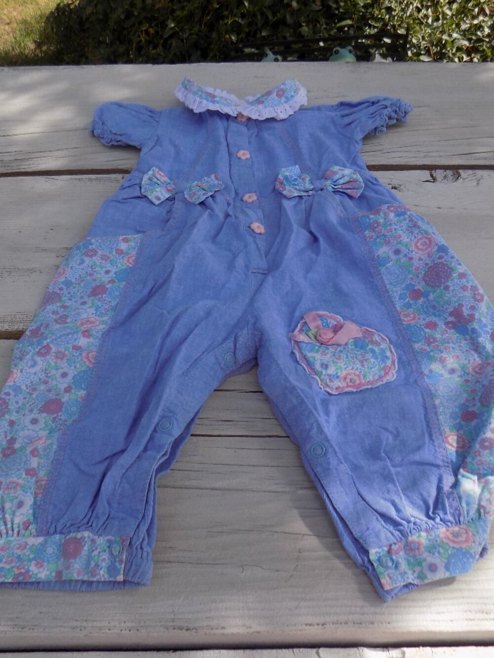 Girls One Piece Outfit Short Sleeves 12 Mo Vintage Girl Clothes Doll Clothes *